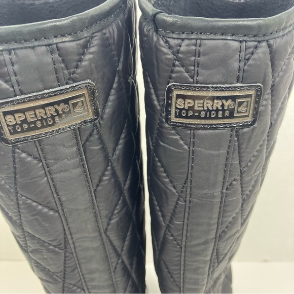 Sperry Top-Sider Hingham Black Tall Quilted Rubber Waterproof Rain Boots Sz 6 - Picture 11 of 16